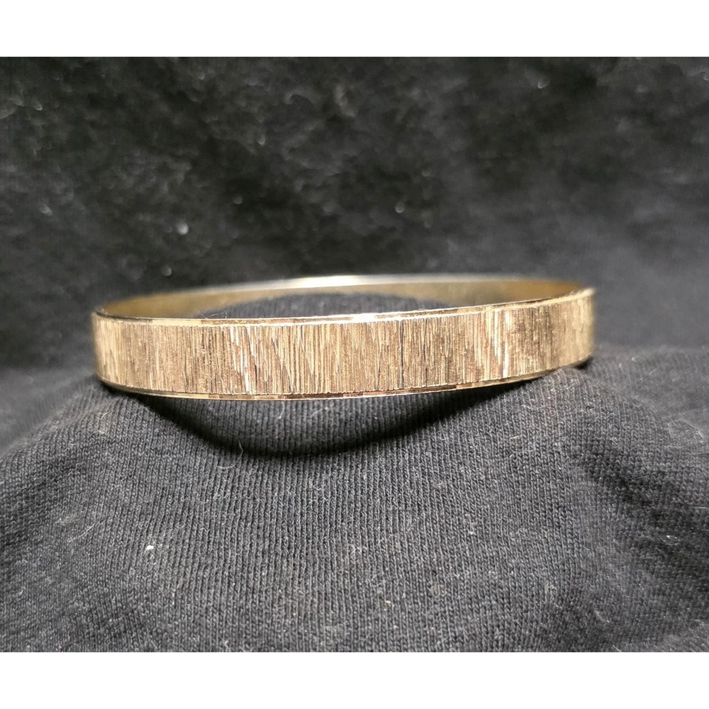 Vintage Napier Brushed Gold Tone Bangle Bracelet - Diamond Cut - Signed